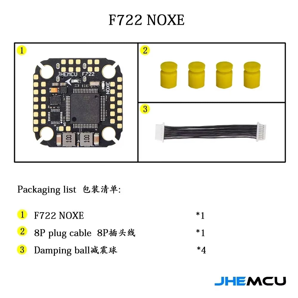 JHEMCU F722 NOXE Flight Controller Built-In Gyro Barometer OSD 16MB Blackbox Dual BEC 3-6S 20X20Mm for RC FPV Freestyle Drone