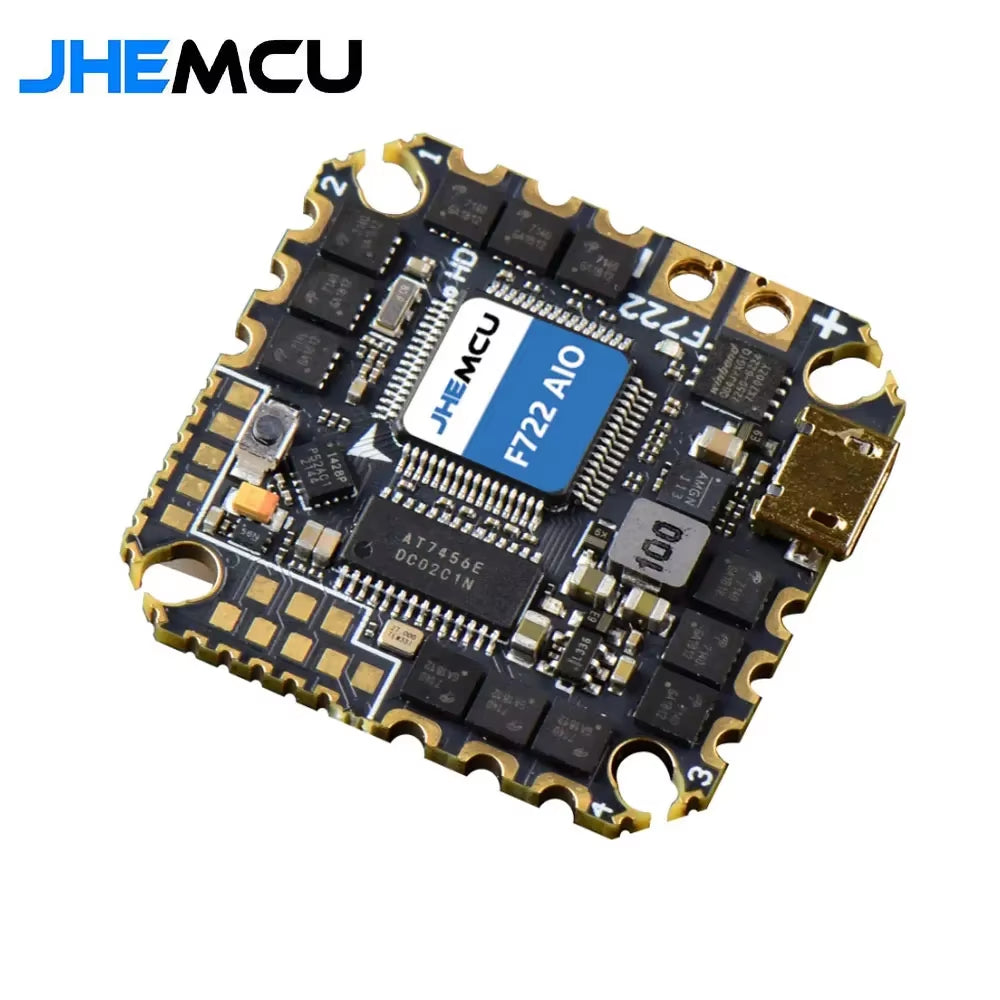 JHEMCU GHF722AIO-HD 40A AIO Flight Controller F722 FC Baro OSD Blackbox 40A 4In1 ESC 2-6S for RC FPV Freestyle Cinewhoop Drone