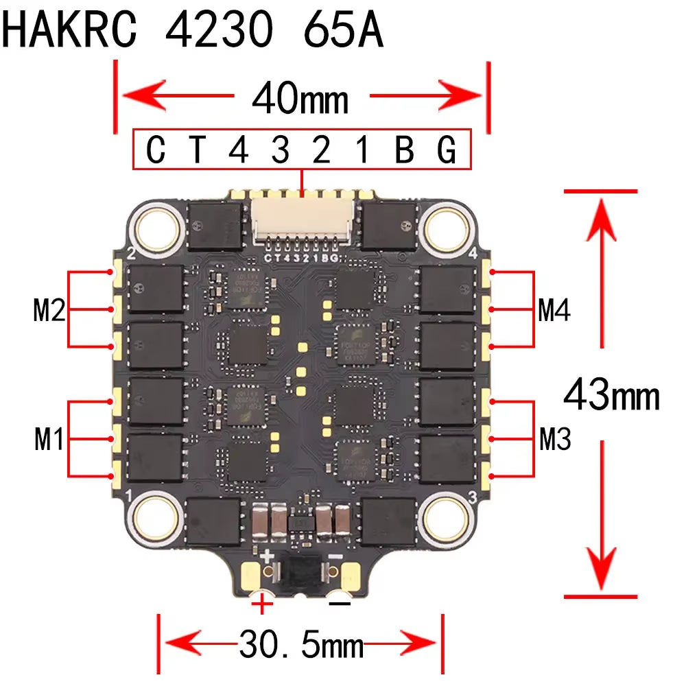 HAKRC 32BIT 65A Blheli_32 2-8S 4In1 Brushless ESC 30.5 * 30.5Mm for RC FPV Racing Drone