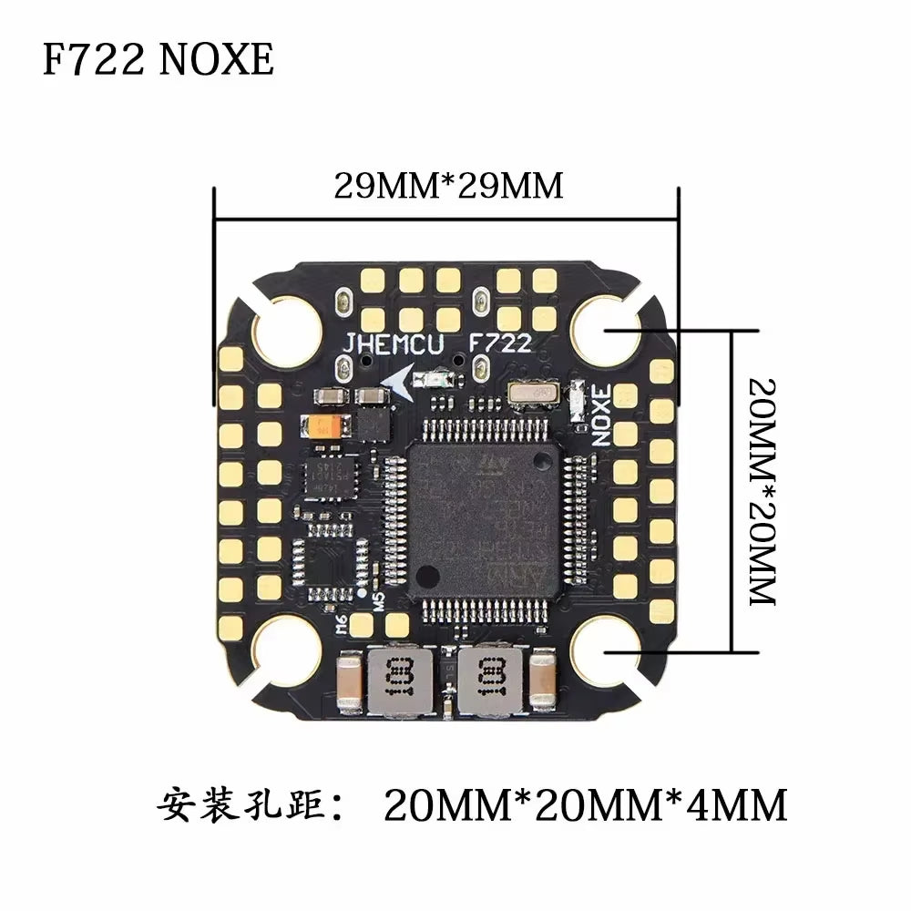 JHEMCU F722 NOXE Flight Controller Built-In Gyro Barometer OSD 16MB Blackbox Dual BEC 3-6S 20X20Mm for RC FPV Freestyle Drone