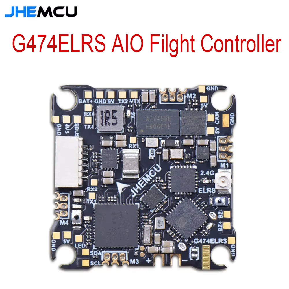 JHEMCU G474ELRS AIO Flight Controller Built-In 2.4G Receiver OSD 8MB Black Box 1-2S 25X25Mm for FPV Freestyle Drone