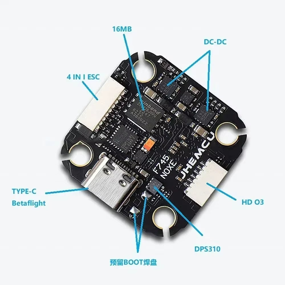 JHEMCU F745 Mini Flight Controller Stack ICM42688P F745 NOXE FC 16MB Black Box W/ AM32 60A 4In1 ESC 3-6S for RC FPV Drone Parts