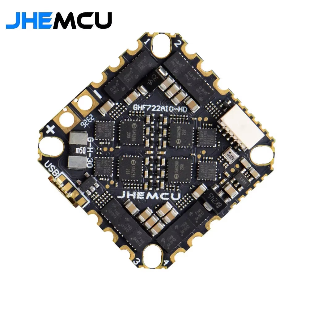 JHEMCU GHF722AIO-HD 40A AIO Flight Controller F722 FC Baro OSD Blackbox 40A 4In1 ESC 2-6S for RC FPV Freestyle Cinewhoop Drone