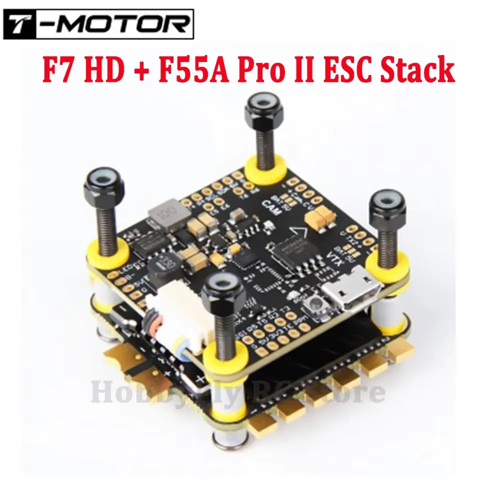 T-MOTOR F7 HD Stack F7 722 HD Flight Controller W/BMI270 + F55A Pro II 3-6S 4In1 Blheli_32 Brushless ESC for RC FPV Racing Drone